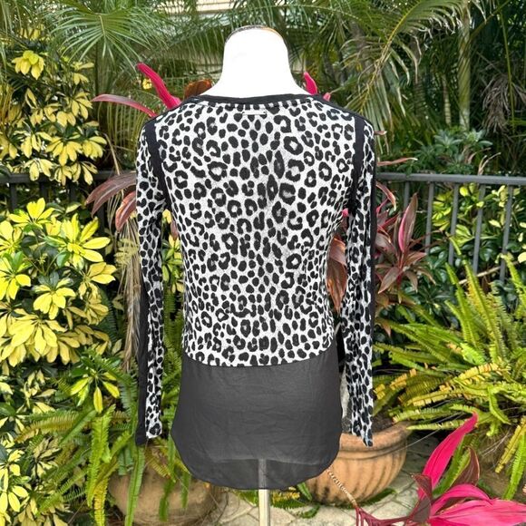 MICHAEL Michael Kors Cheetah Mixed Media Knit Top - Picture 4 of 9